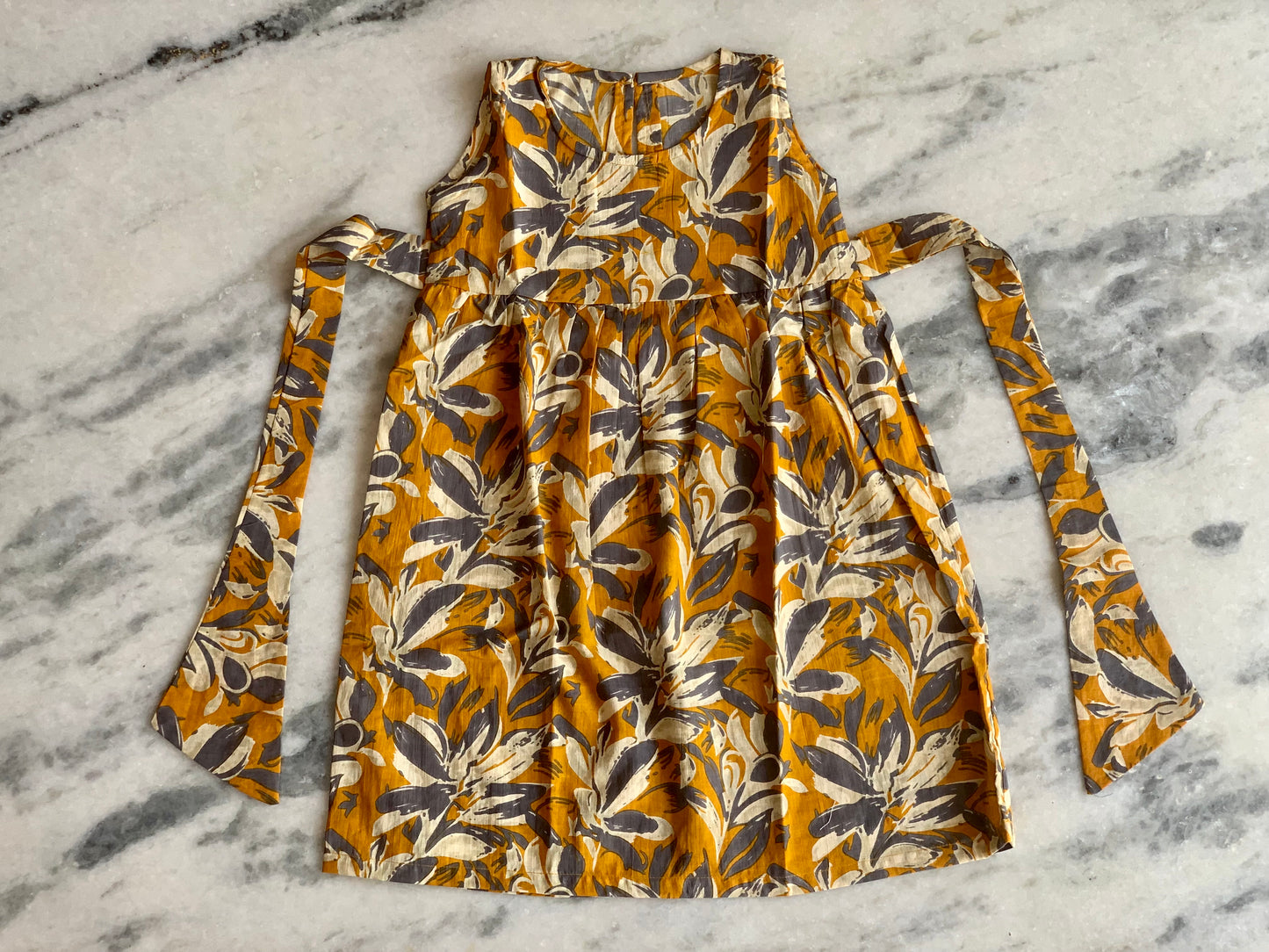 Orange grey - Girl Frock