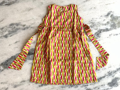 Yellow pink ikkat - Girl Frock