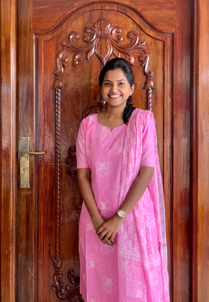 Pink petal  - ⁠Top and dupatta set