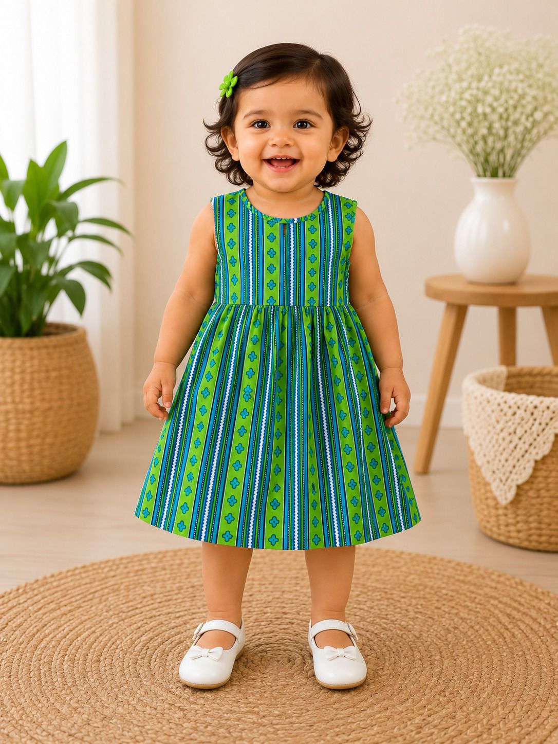 Green stripey - Baby Frock
