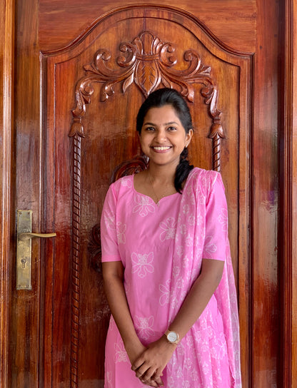 Pink petal  - ⁠Top and dupatta set