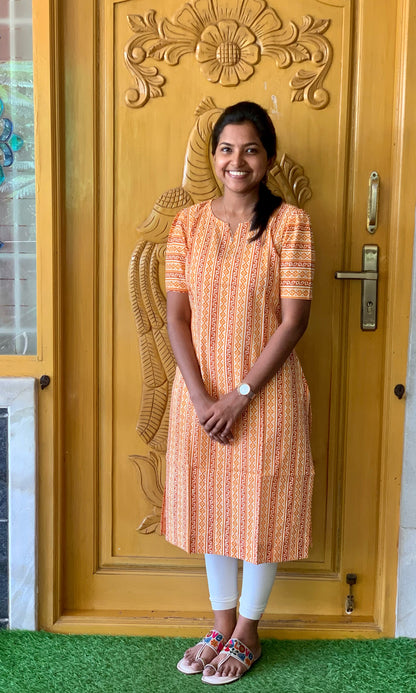 Orange kolam - Kurti