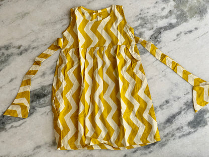 Yellow zig zag - Girl Frock