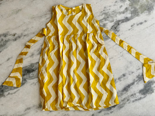 Yellow zig zag - Girl Frock