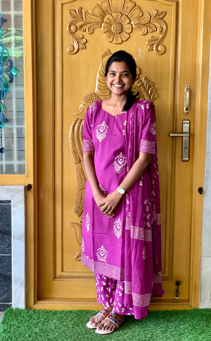 Magenta feather - ⁠Salwar suit set