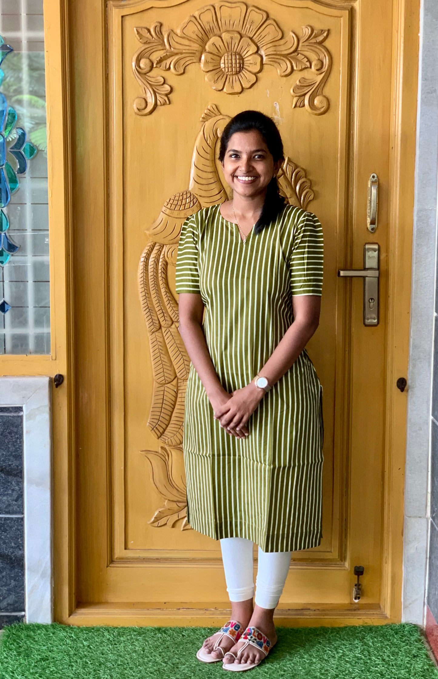 Olive stripes - Kurti