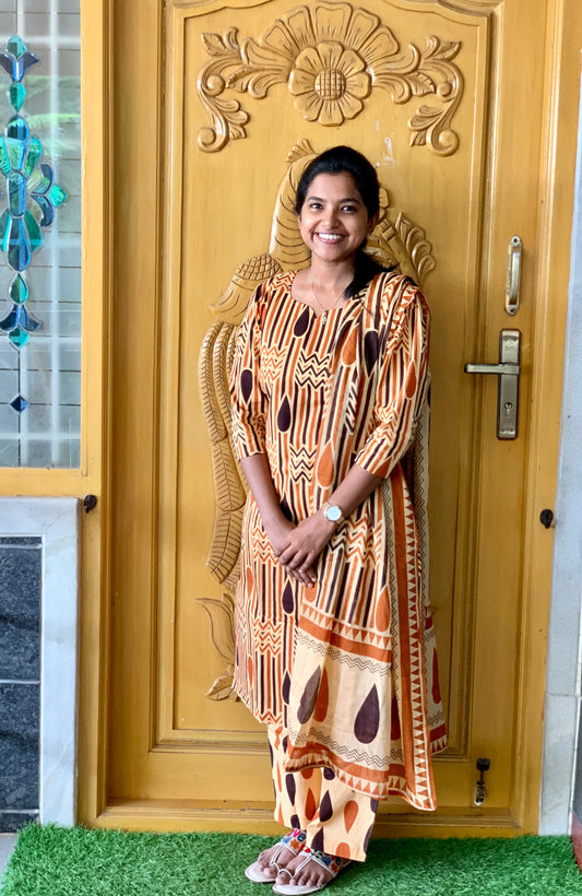 Beige droplet - ⁠Salwar suit set