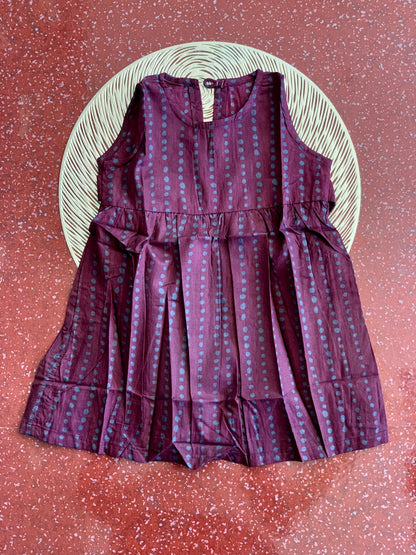 Maroon lines - Baby Frock