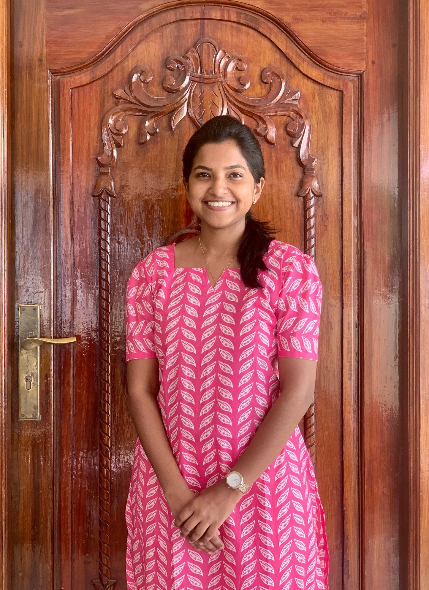 Pink leafy - Kurti