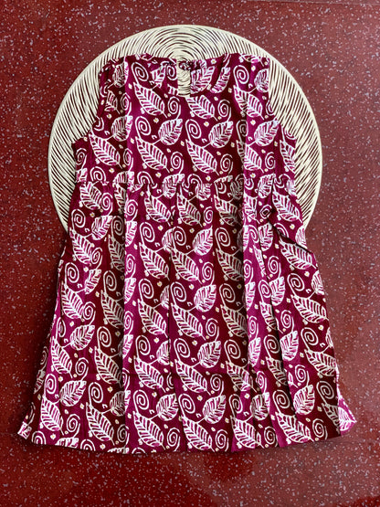 Maroon leafy - Baby Frock