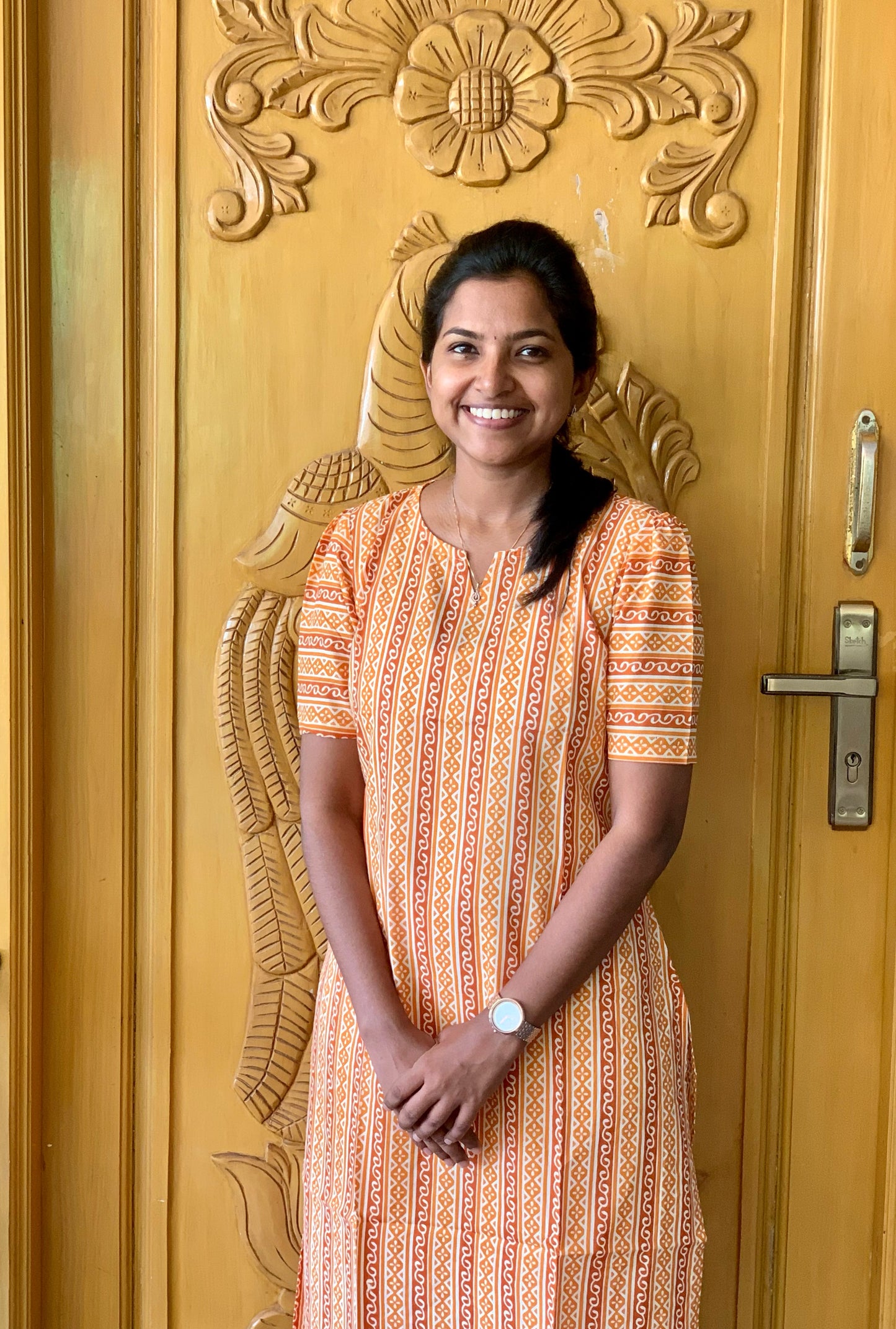Orange kolam - Kurti