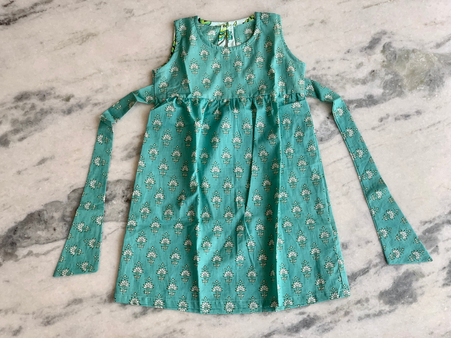 Coral blue petal - Girl Frock