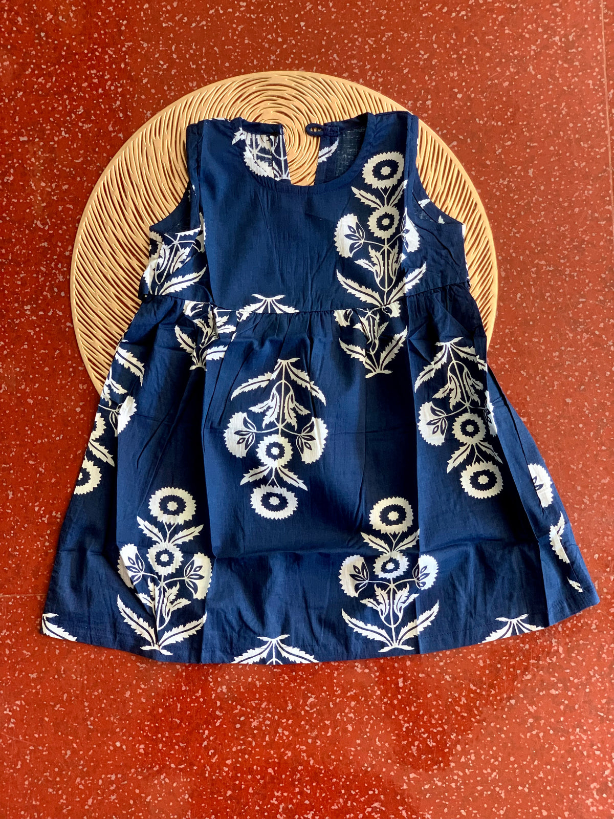 Blue white floral - Baby Frock
