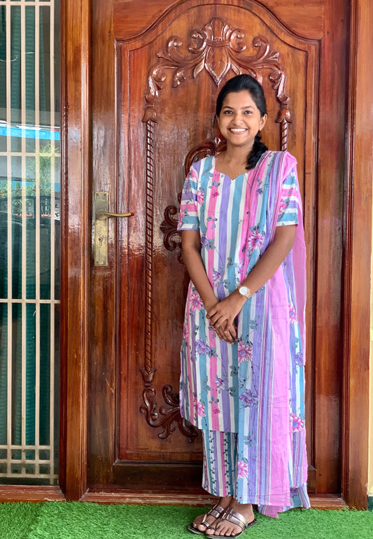 Pastel stripes - ⁠Salwar suit set