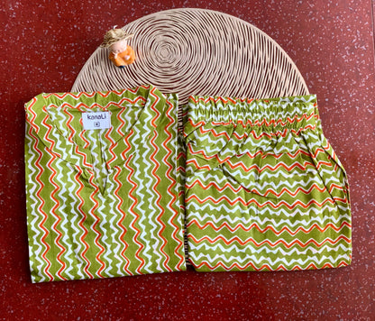Olive zigzag - Co-ord