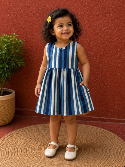 Indigo stripes - Baby Frock