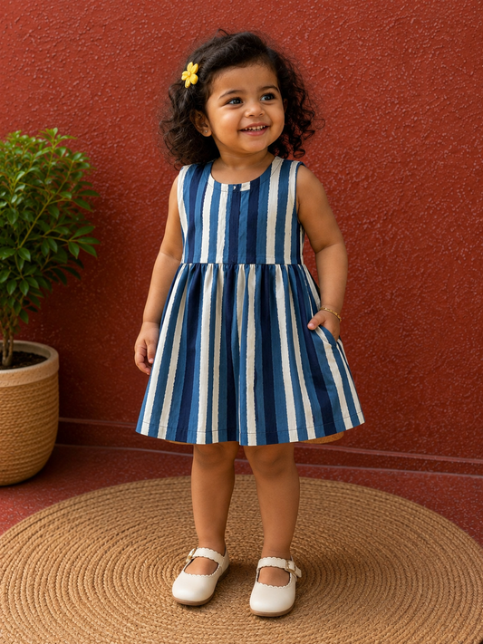 Indigo stripes - Baby Frock