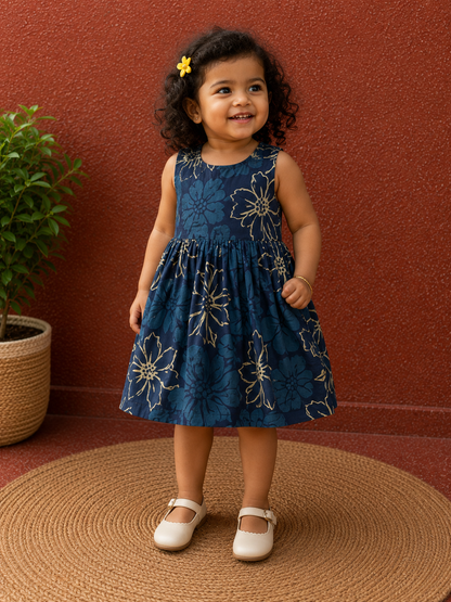 Indigo floral - Baby Frock