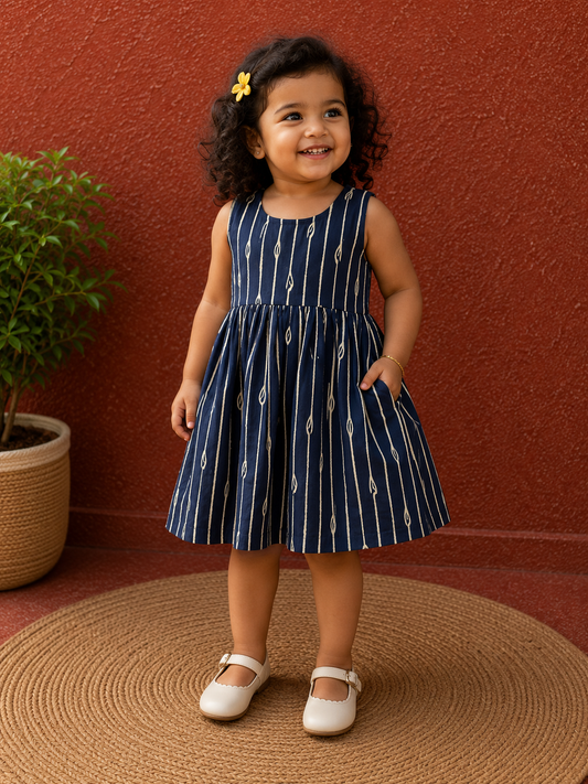 Indigo lines - Baby Frock