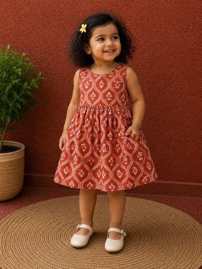 Rust orange blossom - Baby Frock