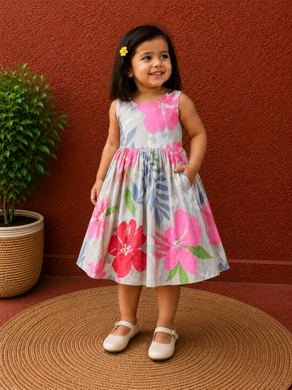 Cream garden - Baby Frock