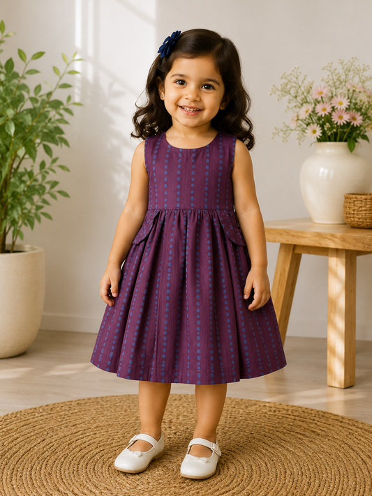 Maroon lines - Baby Frock