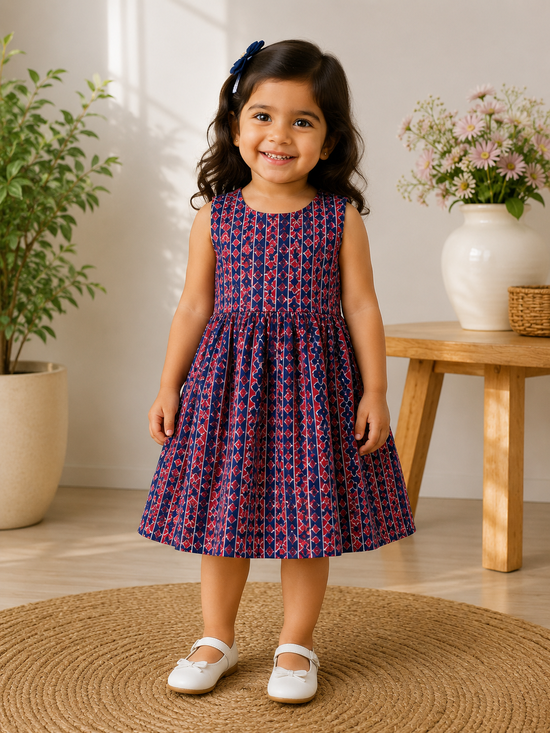 Blue kolam - Baby Frock
