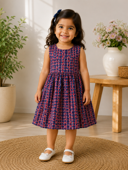 Blue kolam - Baby Frock