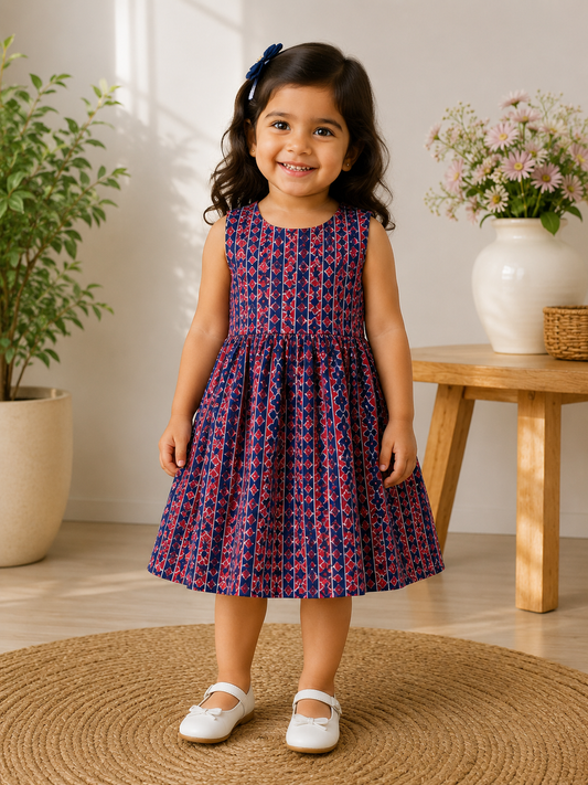 Blue kolam - Baby Frock