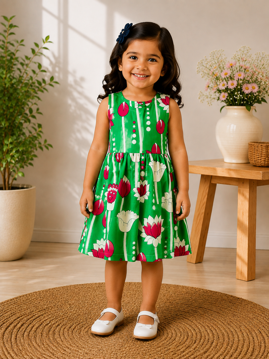 Green tulip - Baby Frock