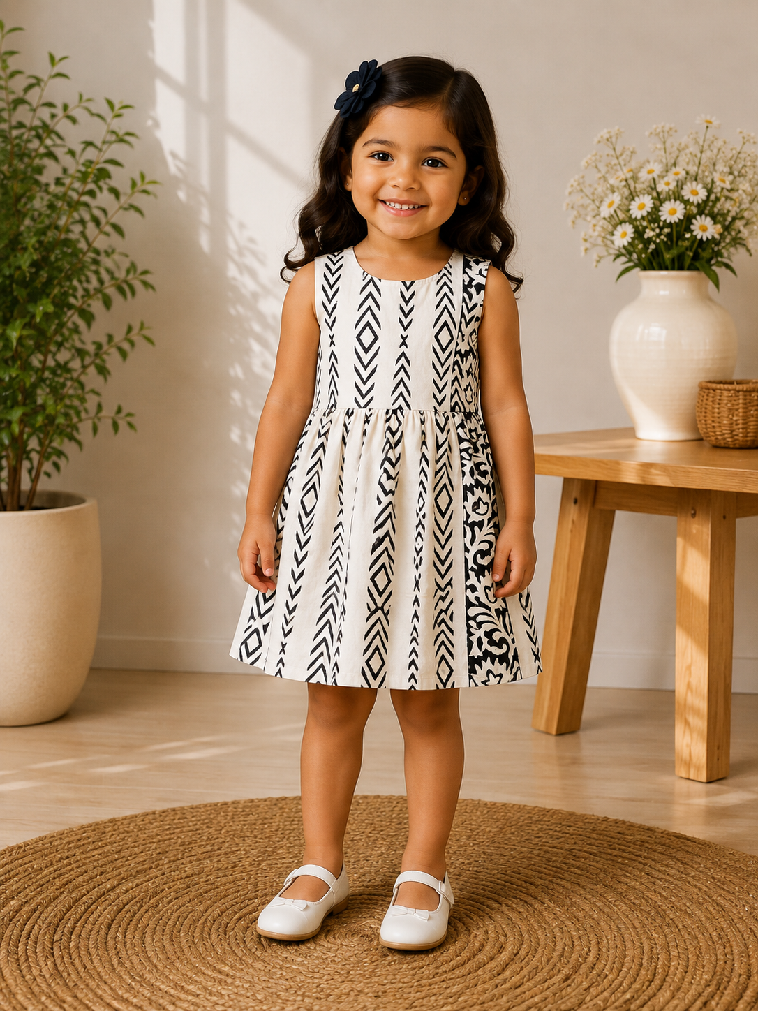 Cream arrow - Baby Frock
