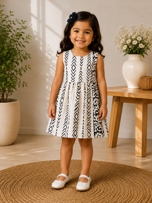 Cream arrow - Baby Frock