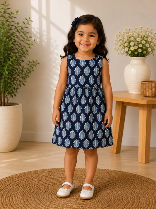 Blue leaf - Baby Frock