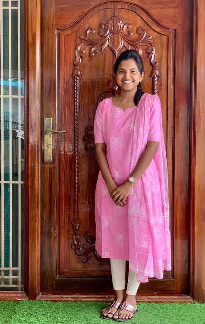 Pink petal  - ⁠Top and dupatta set