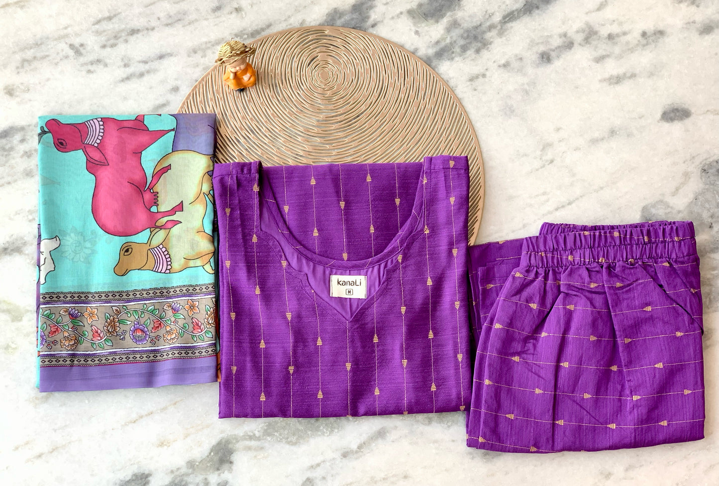 Lavender Vrindhavan - ⁠Ethnic suit set