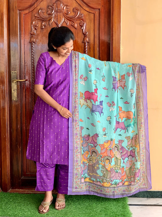 Lavender Vrindhavan - ⁠Ethnic suit set